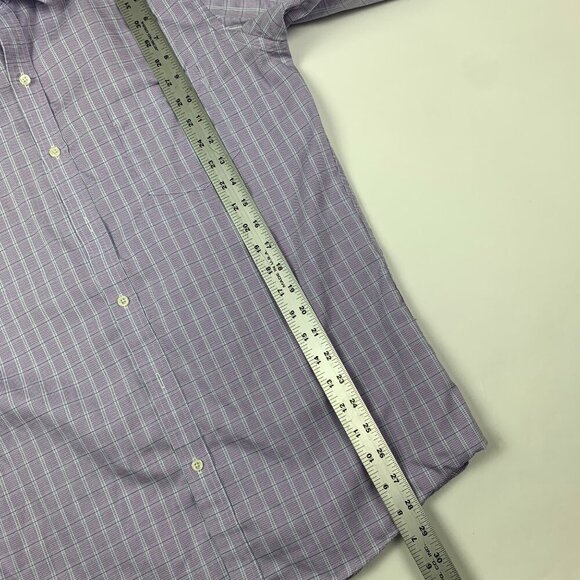 Club Room Slim Fit Men's Dress Shirt 15.5 34/35 Pinpoint Purple Plaid - Picture 7 of 7
